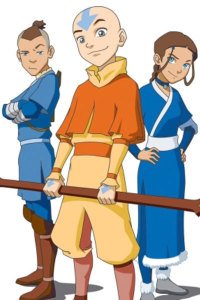 Sokka Ang and Katara from Avatar the Last Airbender.