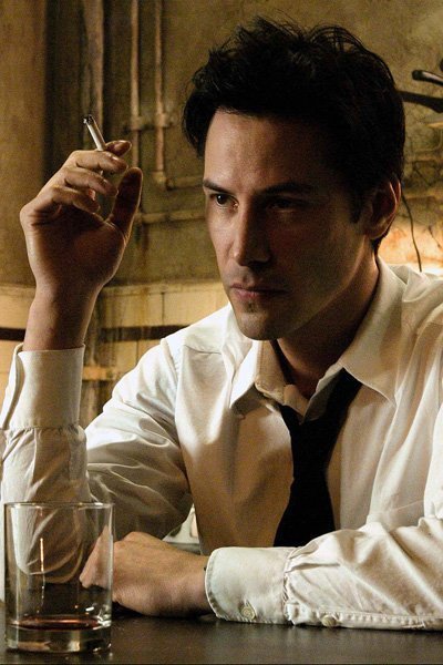 A brooding John Constantine, played by Keanu Reeves.