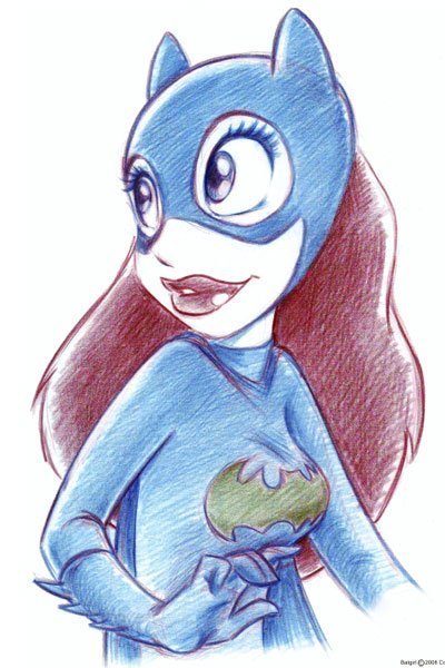 A classic-costumed Batgirl looks over her shoulder.