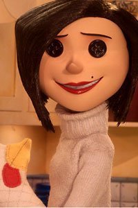 Coraline's other mother, with her big smile and button eyes.