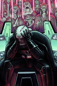 A helmetless Darth Vader is tormented by visions of his slain Jedi brethren.