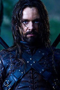 Underworld 3's Michael Sheen as Lucian, in leather and looking mean.