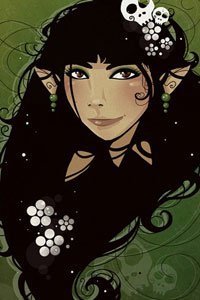 An elf girl with long black hair.